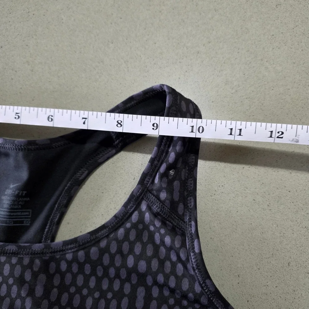 Nike Dri-FIT‎ Womens XL Black Grey Polka Dot Racerback Sports Bra Compression
